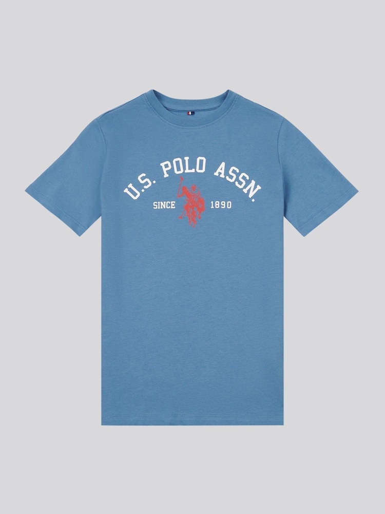 U.S. Polo Assn. sky Blue Boys 100% Cotton Signature Arch Print T-Shirt - Image 5 of 7