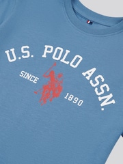 синее небо - US Polo Assn. Футболка из 100% хлопка для мальчиков с принтом арочного принта - Изображение 7 из 7