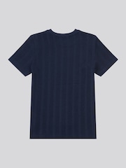 U.S. Polo Assn. Blue Boys 100% Cotton Vertical Stripe Textured T-Shirt - Image 2 of 3