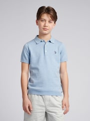 U.S. Polo Assn. Blue Boys Combed 100% Cotton Polo Shirt - Image 1 of 7