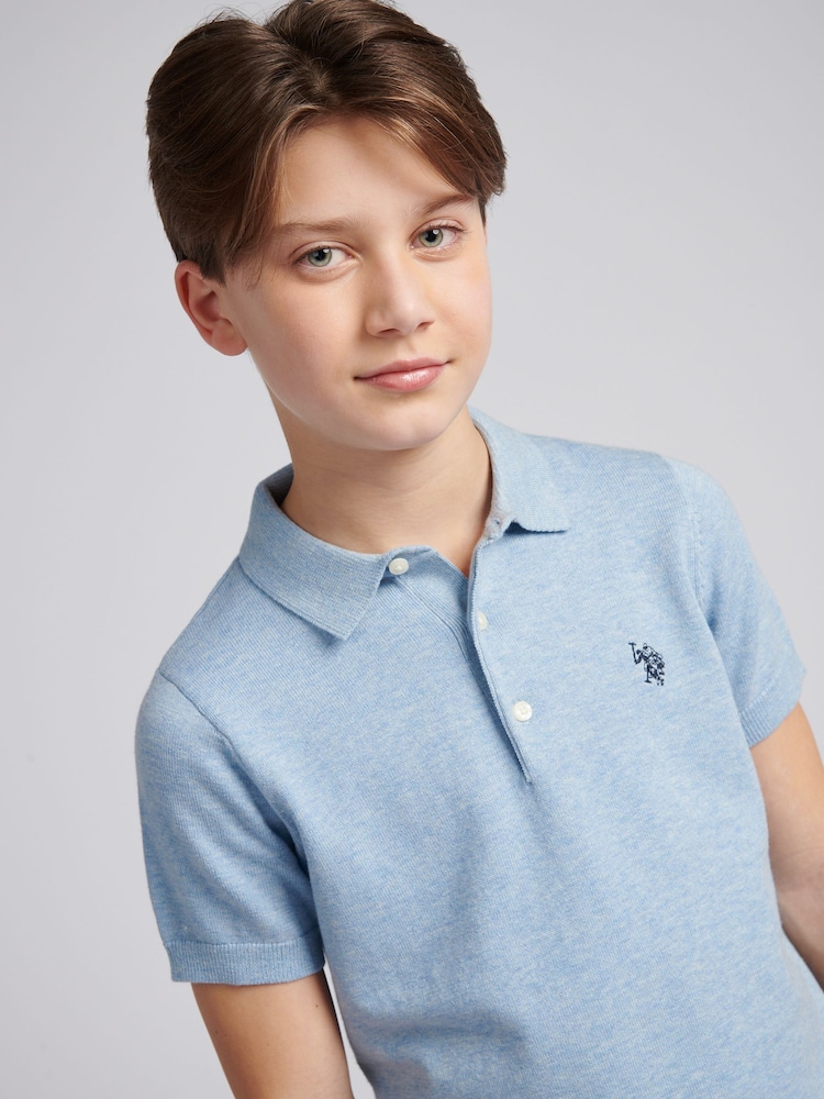 U.S. Polo Assn. Blue Boys Combed 100% Cotton Polo Shirt - Image 2 of 7
