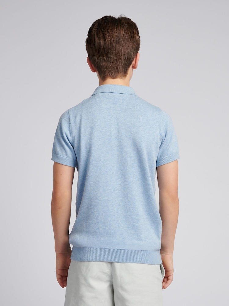 U.S. Polo Assn. Blue Boys Combed 100% Cotton Polo Shirt - Image 4 of 7