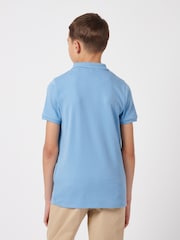 U.S. Polo Assn. Blue Boys 100% Cotton Double Horsemen Rib Polo Shirt - Image 4 of 9