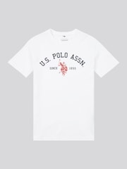 Белый - US Polo Assn. Футболка из 100% хлопка для мальчиков с принтом арочного принта - Изображение 5 из 7