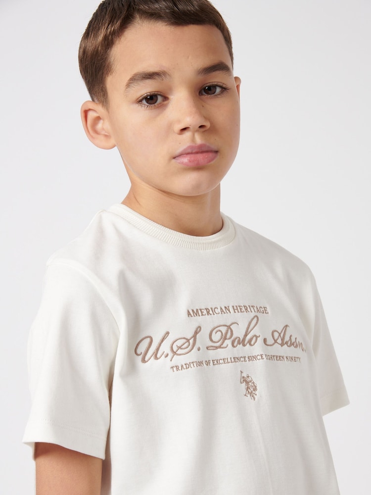 U.S. Polo Assn. Boys 100% Cotton Premium Embroidery Graphic T-Shirt - صورة 2 من 7