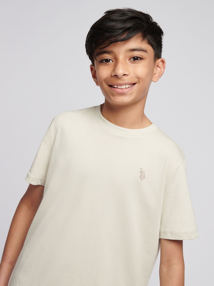 Бежевый - US Polo Assn. Футболка для мальчиков из 100% хлопка с принтом лошадей - Изображение 2 из 10