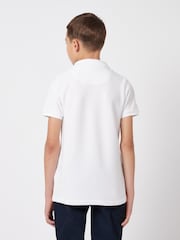 U.S. Polo Assn. White Boys 100% Cotton Texture Double Horsemen Polo Shirt - Image 4 of 7
