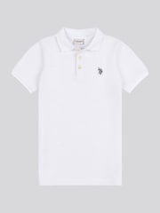 U.S. Polo Assn. White Boys 100% Cotton Texture Double Horsemen Polo Shirt - Image 5 of 7