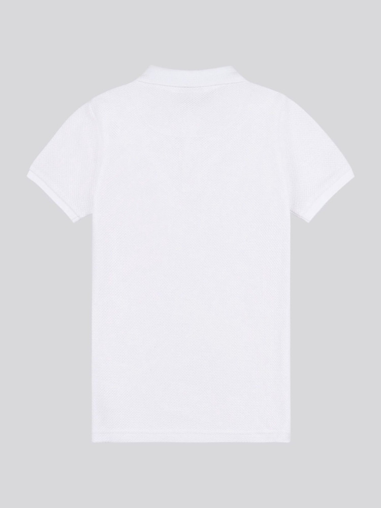 U.S. Polo Assn. White Boys 100% Cotton Texture Double Horsemen Polo Shirt - Image 6 of 7