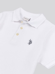 U.S. Polo Assn. White Boys 100% Cotton Texture Double Horsemen Polo Shirt - Image 7 of 7