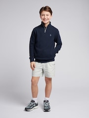 U.S. Polo Assn. Blue Boys 100% Cotton Vertical Texture Funnel Sweater - Image 3 of 7