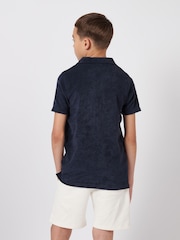 U.S. Polo Assn. Blue Boys 100% Cotton Terry Reverse Collar Polo Shirt - Image 4 of 7