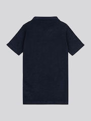 U.S. Polo Assn. Blue Boys 100% Cotton Terry Reverse Collar Polo Shirt - Image 6 of 7