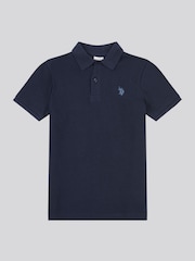 U.S. Polo Assn. Blue Boys 100% Cotton Texture Terry Polo Shirt - Image 1 of 3