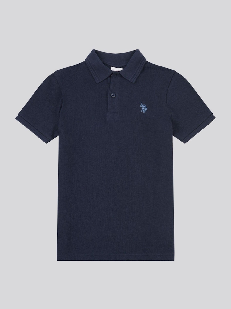 U.S. Polo Assn. Blue Boys 100% Cotton Texture Terry Polo Shirt - Image 1 of 3