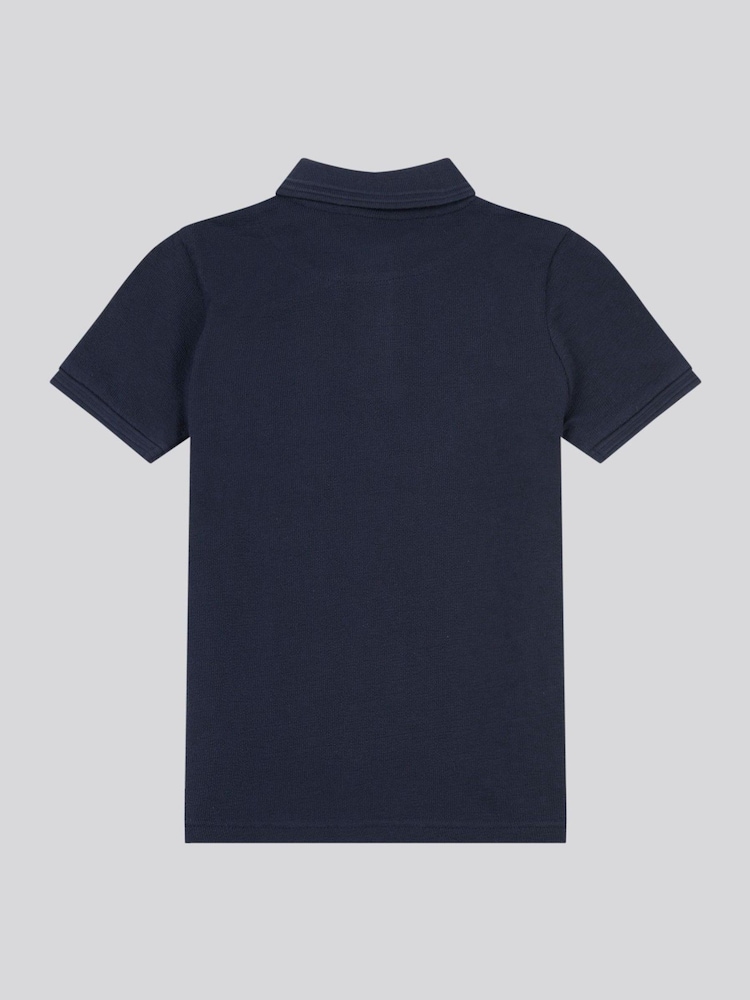 U.S. Polo Assn. Blue Boys 100% Cotton Texture Terry Polo Shirt - Image 2 of 3