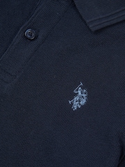 U.S. Polo Assn. Blue Boys 100% Cotton Texture Terry Polo Shirt - Image 3 of 3