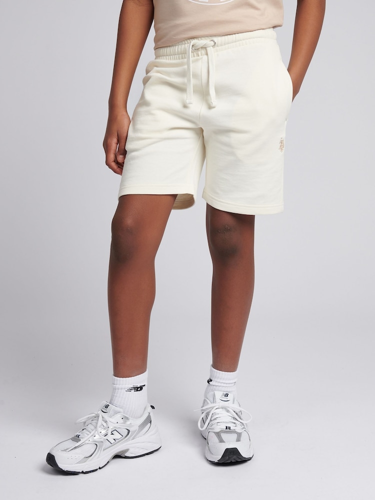 U.S. Polo Assn. Cream Boys 100% Cotton Double Horsemen Sweat Shorts - Image 1 of 9
