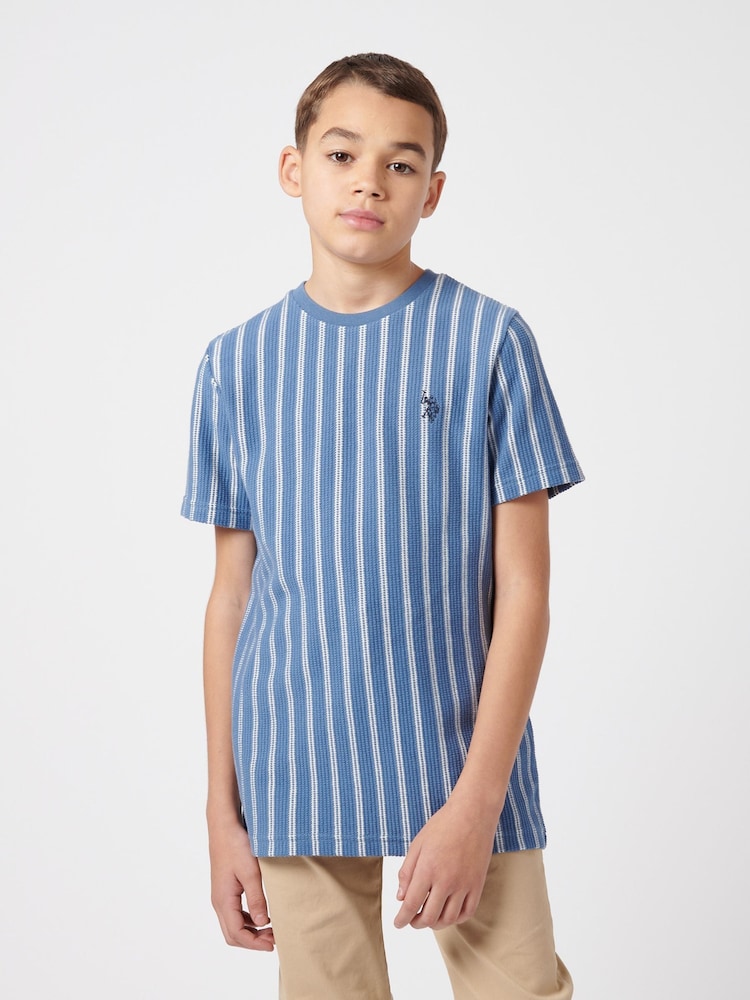 U.S. Polo Assn. Blue Boys Vertical Texture T-Shirt - Image 1 of 7