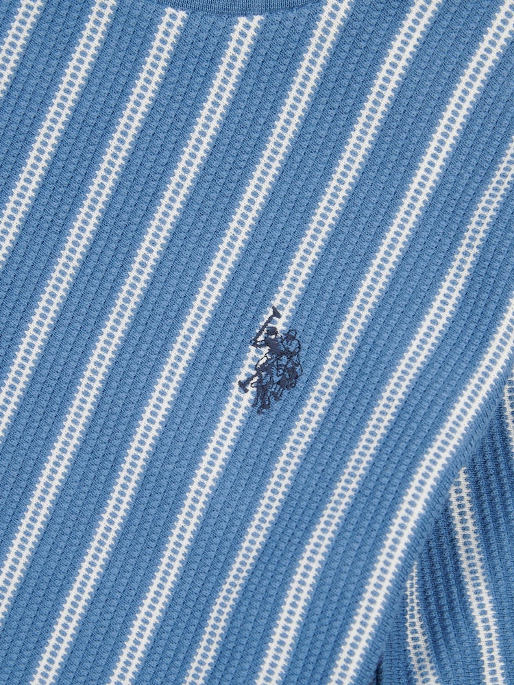 U.S. Polo Assn. Blue Boys Vertical Texture T-Shirt - Image 7 of 7 U.S. Polo Assn. Blue Boys Vertical Texture T-Shirt - Image 7 of 7