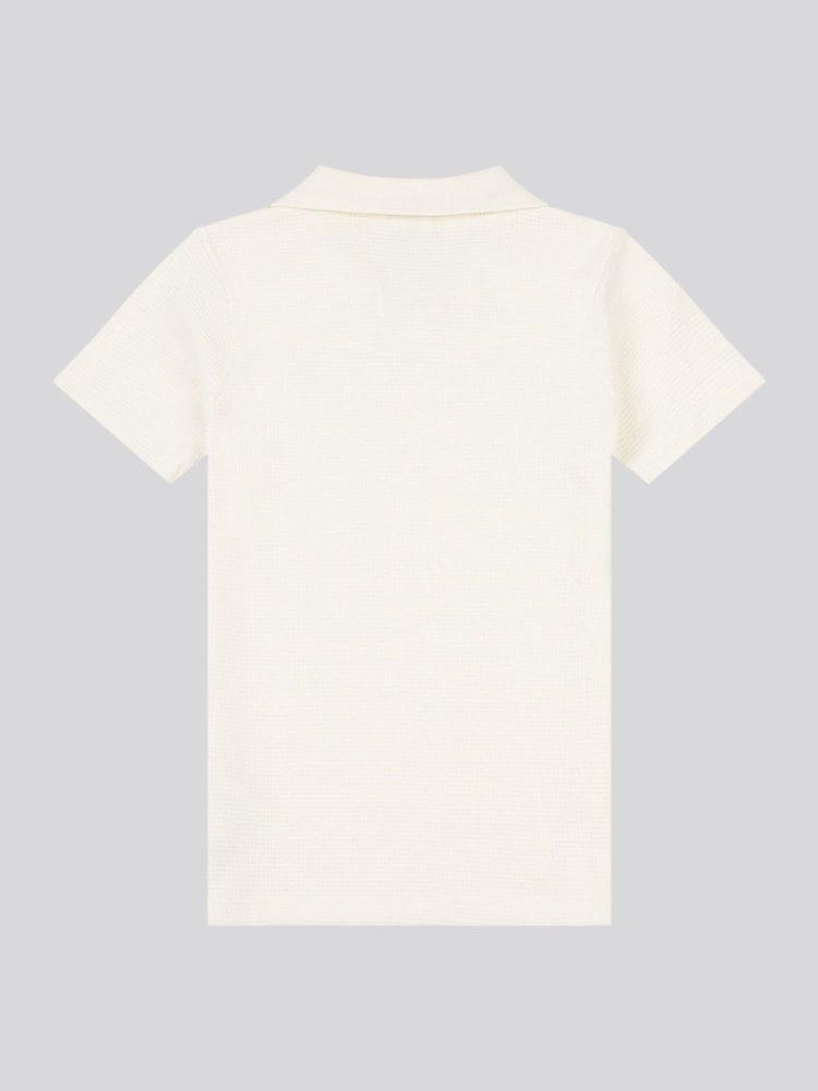 U.S. Polo Assn. Cream Boys Waffle Texture Open Collar Polo Shirt - Image 2 of 3 U.S. Polo Assn. Cream Boys Waffle Texture Open Collar Polo Shirt - Image 2 of 3