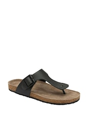 Ravel Black Toe Post Mule Sandals - Image 1 of 4