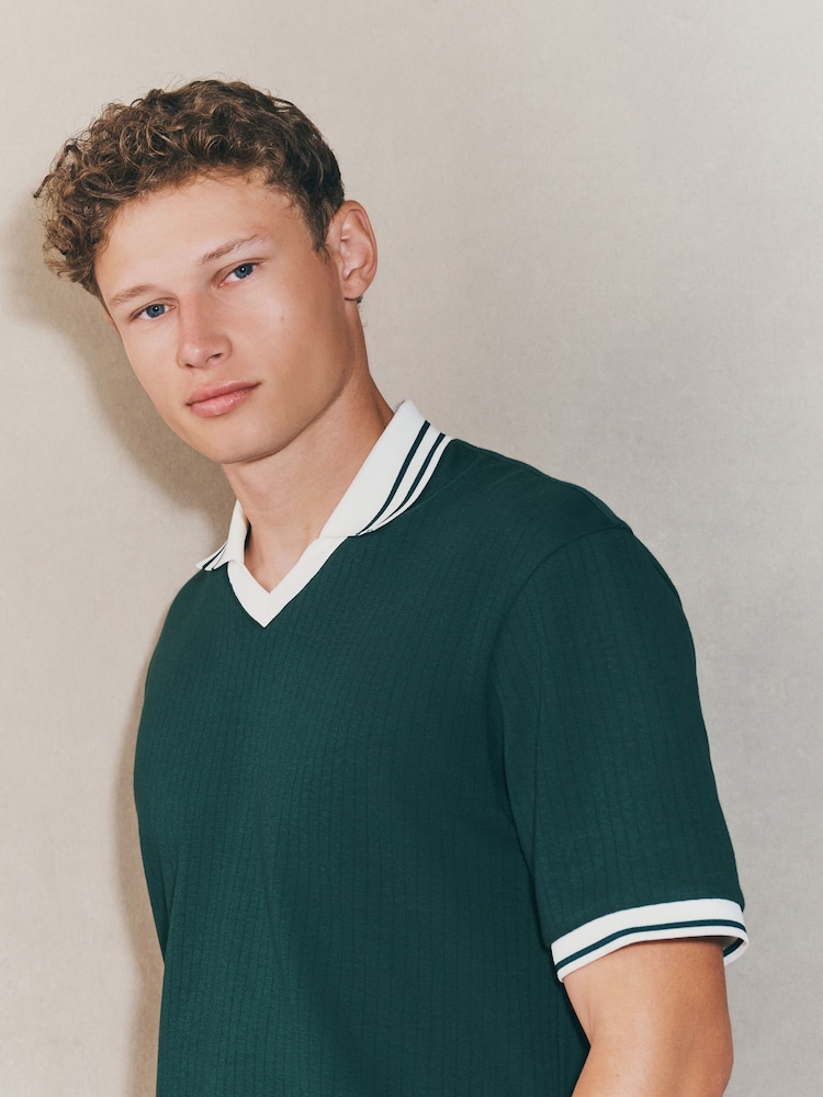 Green EDIT Trophy Neck Polo Shirt - Image 1 of 6
