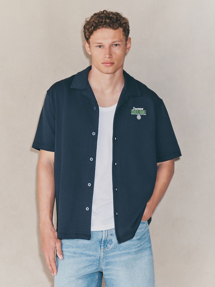 Navy EDIT Graphic Print Jersey Shirt - Image 2 of 5