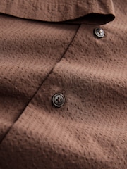 Brown EDIT Boxy Fit Seersucker Short Sleeve Shirt - Image 2 of 3