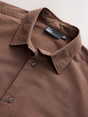 Brown EDIT Boxy Fit Seersucker Short Sleeve Shirt - Image 3 of 3