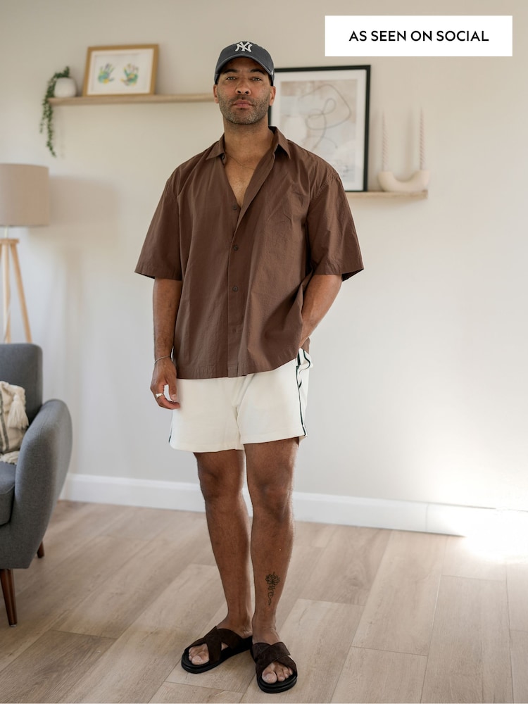 Buy Brown EDIT Boxy Fit Seersucker Short Sleeve Shirt from Next USA Buy Brown EDIT Boxy Fit Seersucker Short Sleeve Shirt from Next USA