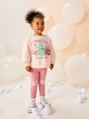 Light Pink Festive Friends Christmas Crew Neck Sweatshirt (3mths-7yrs) - Image 2 of 3