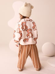 Brown Neutral Teddy Bear Sweatshirt and Barrel Leg Joggers Set (3mths-7yrs) - Image 4 of 4