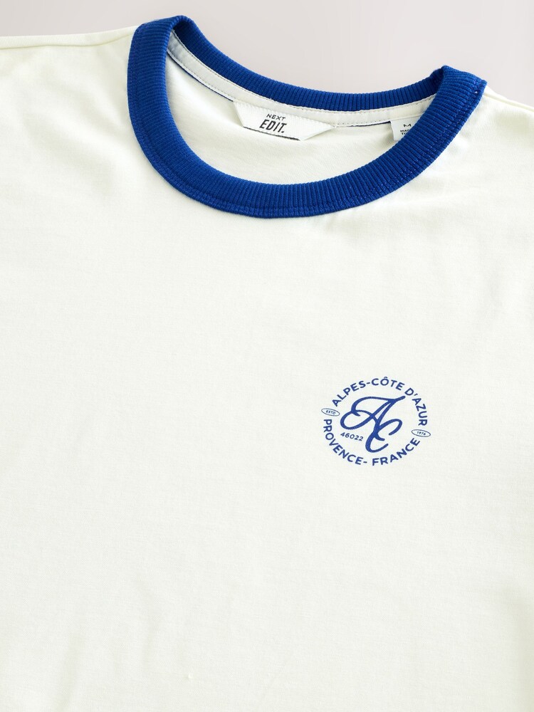 Ecru EDIT Slim Fit Ringer T-Shirt - Image 3 of 3