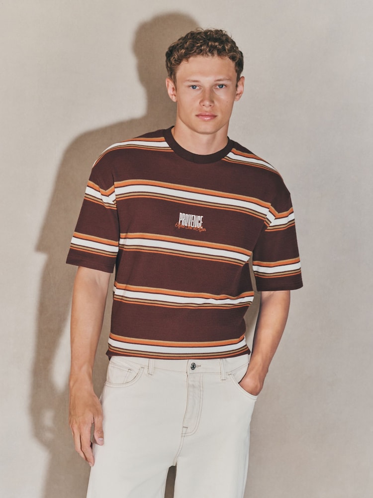 Brown/Orange EDIT Stripe T-Shirt - Image 2 of 7