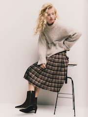 Red/Black Spliced - Check Knee Length Kilt Skirt - Imagem 2 de 10
