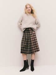 Red/Black Spliced - Check Knee Length Kilt Skirt - Imagem 3 de 10