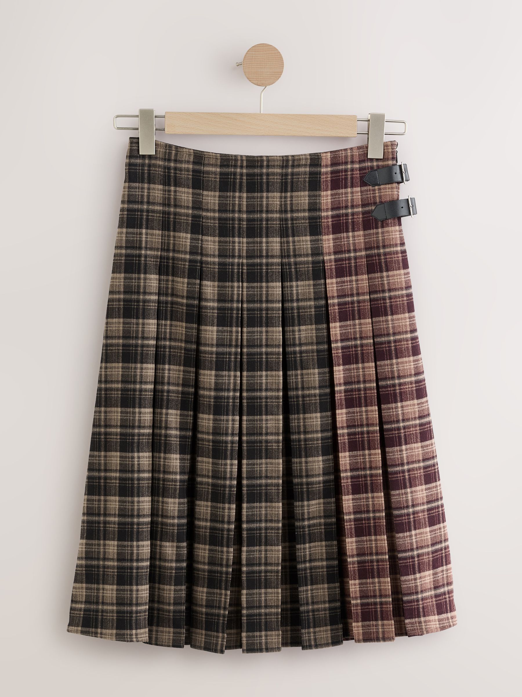 Buy Red/Black Spliced Check Knee Length Kilt Skirt from Next