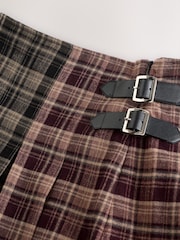 Red/Black Spliced - Check Knee Length Kilt Skirt - Imagem 7 de 10
