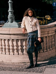 Blue Check Knee Length Kilt Skirt - Image 1 of 7