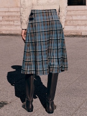 Blue Check Knee Length Kilt Skirt - Image 3 of 7