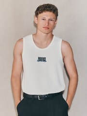 White Graphic Print EDIT Textured Vest - Image 1 of 10