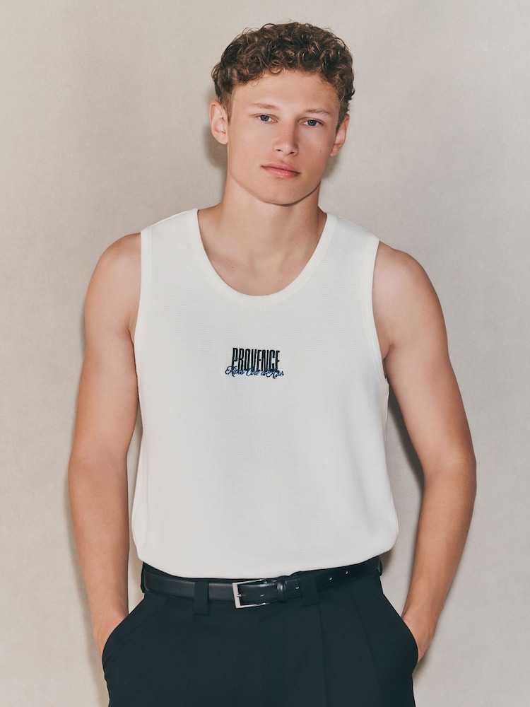 White Graphic Print EDIT Textured Vest - Image 1 of 10