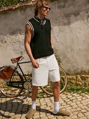 Black Regular Fit EDIT Tipped Knitted V-Neck Tank - Image 2 of 8
