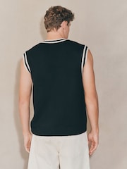 Black Regular Fit EDIT Tipped Knitted V-Neck Tank - Image 7 of 8