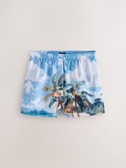 Blue/Green EDIT Tropical Scenic Print Swim Shorts - Image 4 of 6