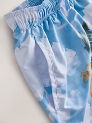 Blue/Green EDIT Tropical Scenic Print Swim Shorts - Image 5 of 6
