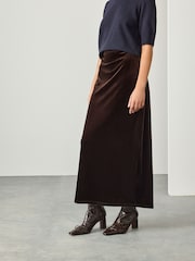 Chocolate Brown Velvet Column Skirt - Image 3 of 8