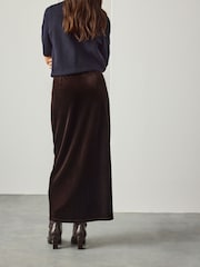 Chocolate Brown Velvet Column Skirt - Image 4 of 8