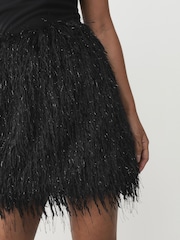 Black Faux Feather Mini Skirt - Image 4 of 8